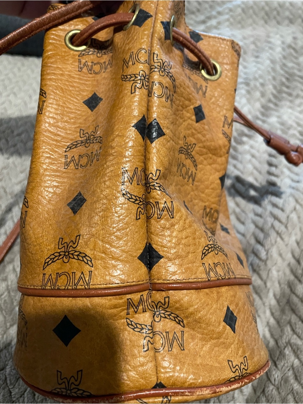 MCM Cognac Visetos Drawstring Crossbody - Picture 5 of 10